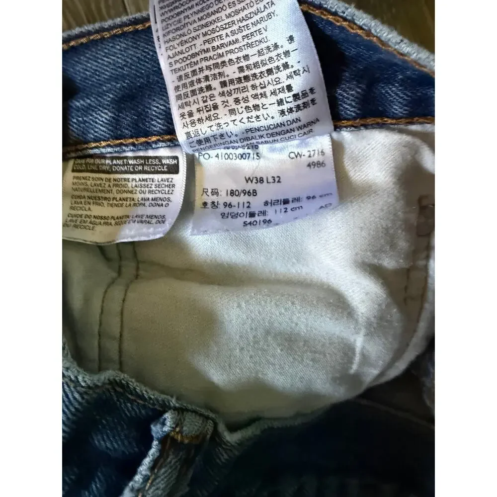 Levi Strauss & Co Men's Blue Denim Jeans W38 L32 Straight Leg Zip Fly 5 Pocket